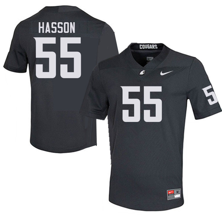 Men #55 AJ Hasson Washington State Cougars College Football Jerseys Stitched-Charcoal